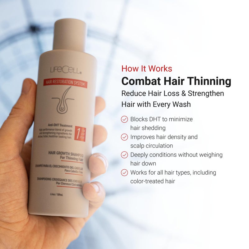 LifeCell Hair Restoration System - Anti-DHT Shampoo & Conditioner for Thicker, Fuller Hair - Strengthens & Revitalizes - Supports Scalp Health & Hair Growth - Image 4
